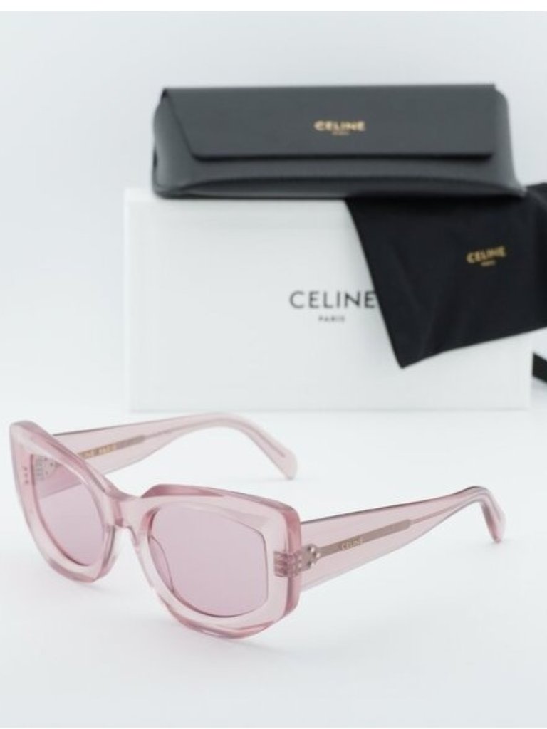 Celine Cl40277i 72y Cat Eye Sunglasses - Transparent Pink/Pink